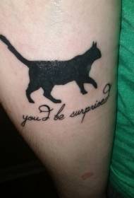 Black cat with english alphabet tattoo pattern