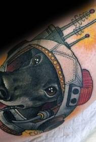 New school color space suit dog tattoo pattern
