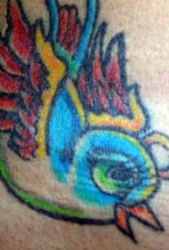 Ou skool geverf gelukkig voël tatoeëring patroon