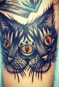 Cat portrait tattoo pattern with two heads