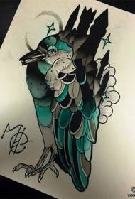 Evropské a americké školy pták hrad hvězdy tetování vzor rukopis