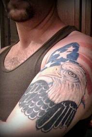 Eagle tattoo pattern on the big arm American flag