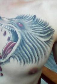 Персонализированный свирепый человек капает кровь волчья голова татуировка картина