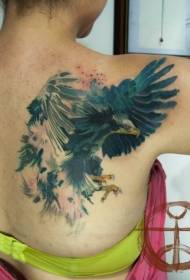 Black eagle tattoo pattern on the back