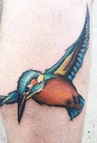 Момче Shank насликани едноставна линија мало животно птица слика тетоважа