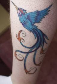 Calf blue beautiful bird tattoo pattern