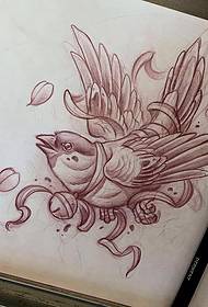 European at American bird bell school tattoo pattern pattern na manuskrito