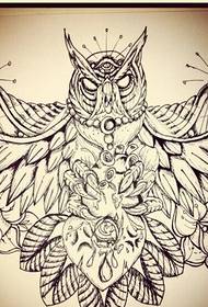 Personlighet Owl Tattoo Manuskriptmønsterbilde