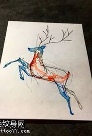 Manuscript watercolor deer tattoo pattern