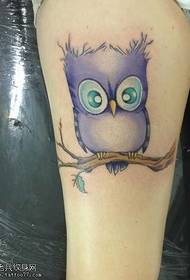 Cute owl tattoo pattern