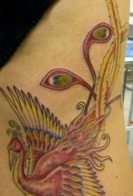 Pola tato phoenix api sihir berwarna-warni