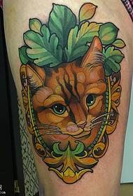 Thigh cat tattoo pattern