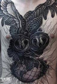 Chest owl tattoo pattern