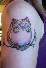 Big arm stitching owl tattoo pattern
