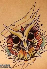 Rukopis sova tetovanie vzor