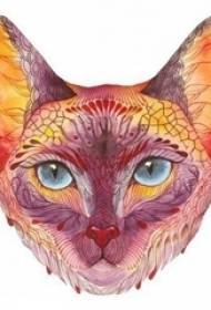 Насликана скица со акварел креативна разиграна симпатична ракопис за тетоважа со мачки