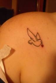 Little bird with red heart tattoo pattern