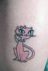Patrón de tatuaxe de gato rosa