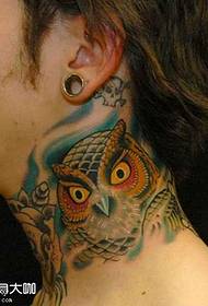 Neck owl tattoo pattern