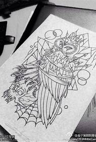 Owl tattoo tattoo pattern di linea di disegnu