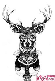 Deer black and white vintage tattoo picture