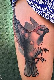 Thigh classic bird tattoo pattern