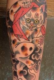 Färgglada katt tatuering mönster