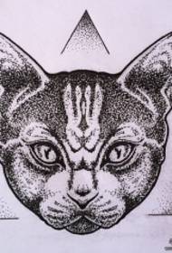 ヨーロッパとアメリカの学校の猫の幾何学的なポイントの入れ墨の入れ墨原稿