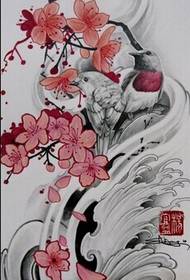 მხოლოდ ლამაზი ალუბლის ყვავილი ფრინველის tattoo ხელნაწერი სურათის სურათი
