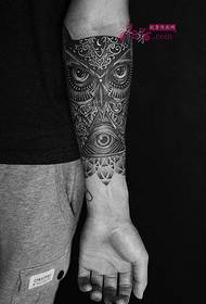 Totem wind owl black and white tattoo