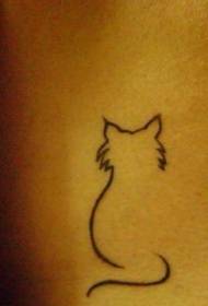 Cat silwèt minimalist modèl liy tatoo