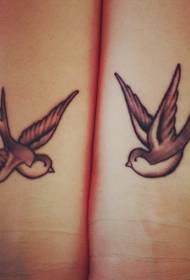 Couple wrist cute swallow tattoo pattern