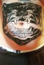 Стомачна црна и бела риба и мечка тетоважа шема