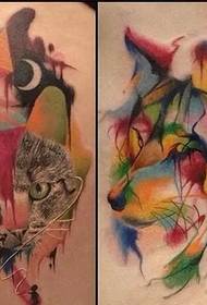 Colourful personality watercolor tattoo