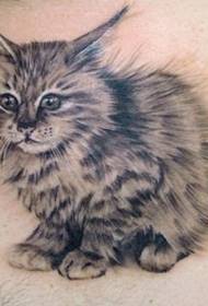 Fluffy kitten tattoo pattern
