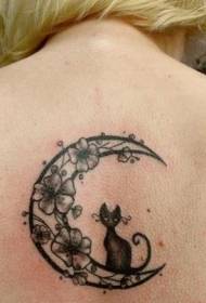 Back cat tattoo on the moon