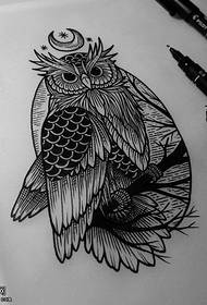 Manuscript owl tattoo pattern