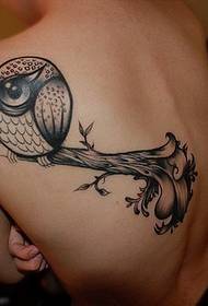 Cute owl tattoo pattern