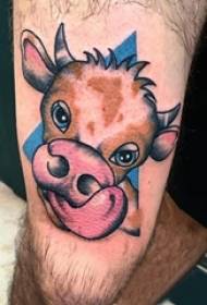 Boys thighs painted simple lines small animal cow tattoo pictures