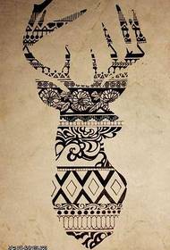 Manuscript deer totem tattoo pattern