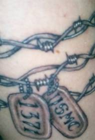 Dog label and barbed wire tattoo pattern