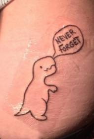 Ragazze cinghje nantu à linee neri inglesi è cartoon picculi stampi di tatuaggi di dinosauri animali