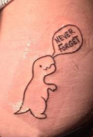 Coxas de meninas em linhas simples pretas inglês e desenhos animados fotos de tatuagens de dinossauros de animais pequenos