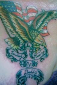 Golden eagle and american flag letter tattoo pattern