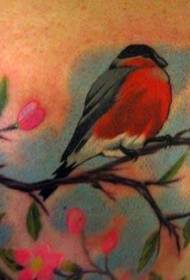 꽃과 멋쟁이 새의 일종 문신 패턴 트리