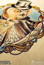 Owl tattoo manuscript pattern