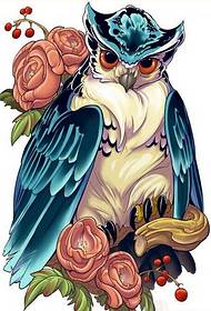 Personality fashion good looking colorful owl tattoo manuscript picture picture
