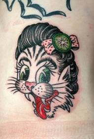 Smuk kat pige farve tatoveringsmønster