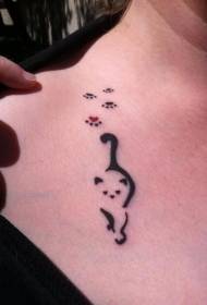 Paprastas katės letenėlės atspausdinimo tatuiruotės raštas