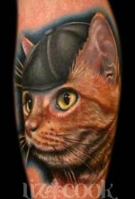 a cat wearing a hat tattoo pattern